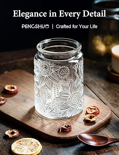 Miniatura 6 de Tarro de vidrio vintage con tapa, juego de 2 recipientes herméticos para almacenamiento de granos de café molido, contenedor de encimera de cocina,