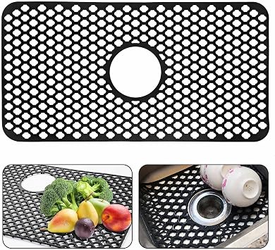 Silicone Sink Mat, 28.3"15.2" Silicone Sink Protectors for Kitchen Sink with Rear Drain, Kitchen Sink Protector for Stainless Steel Sink Bottom
