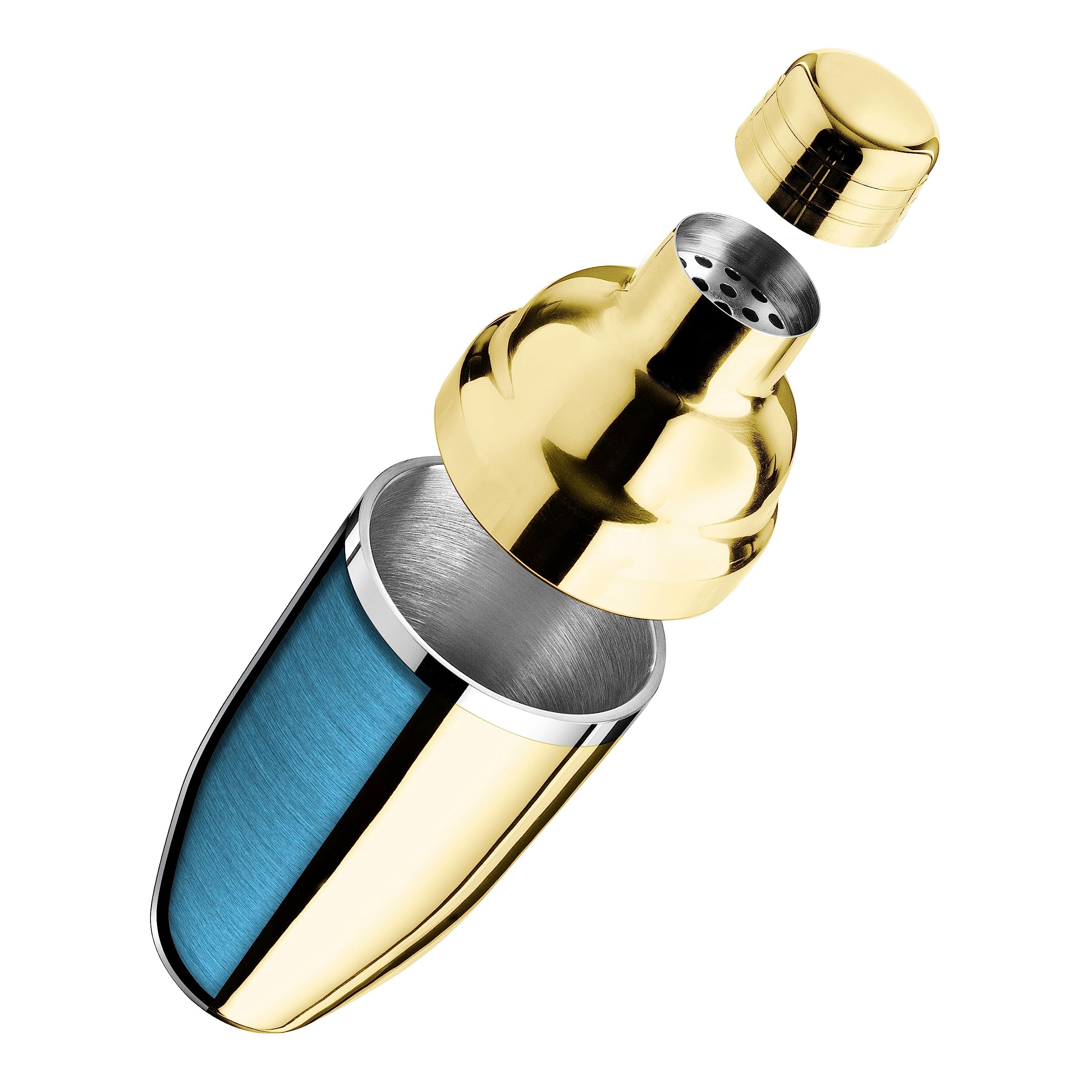 Final Touch Double Wall Brass Plated Stainless Steel Cocktail Shaker (FTA1850-18), 14oz (414ml) - Image 2