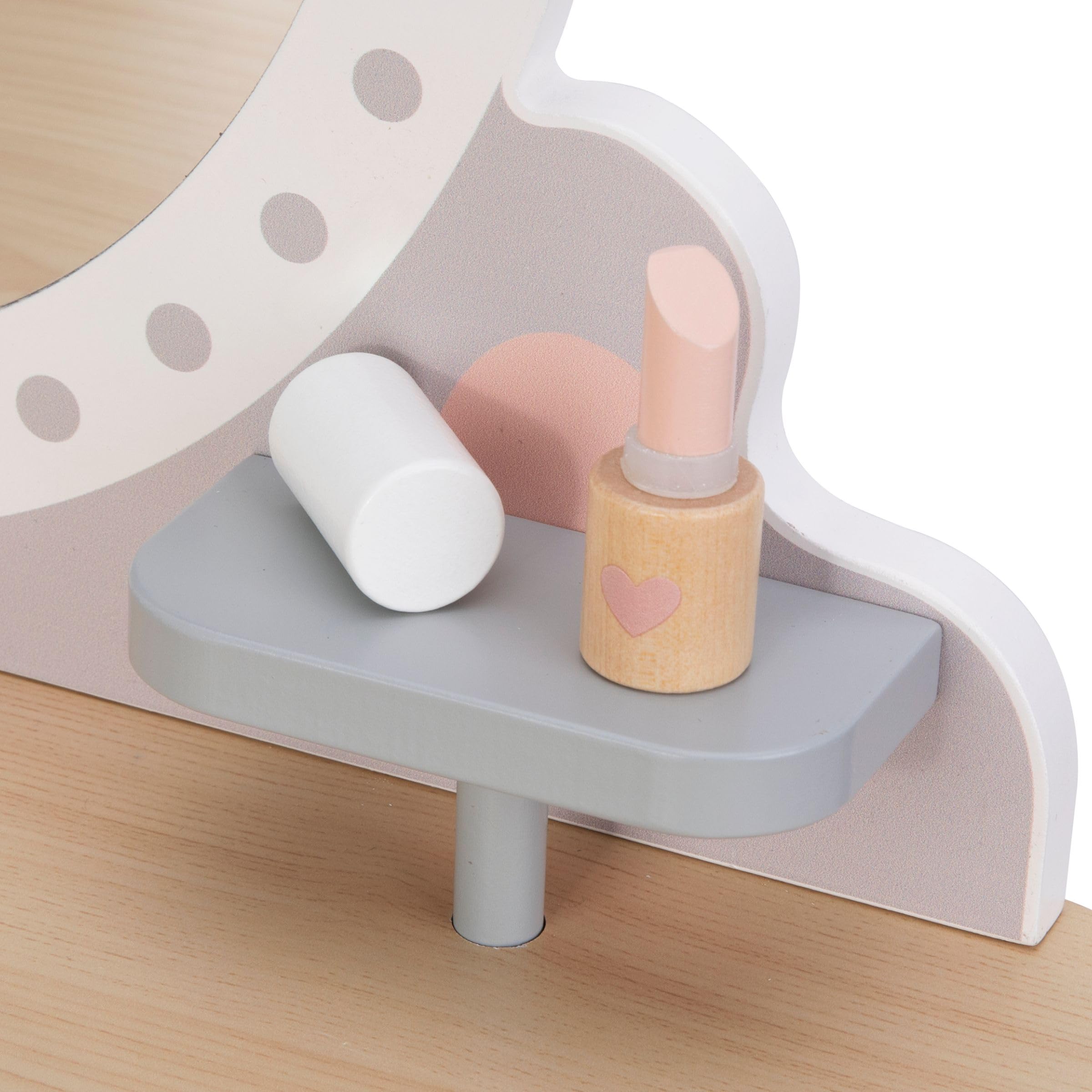 mamabrum Makeup Dreeser - Maquillaje de Madera Dresser para Niñas - Vanidad,Perfume, Esmalte de uñas, Cepillo, Lazos para el Pelo y Mesa de Maquillaje Estación de Maquillaje Niña Pequeña