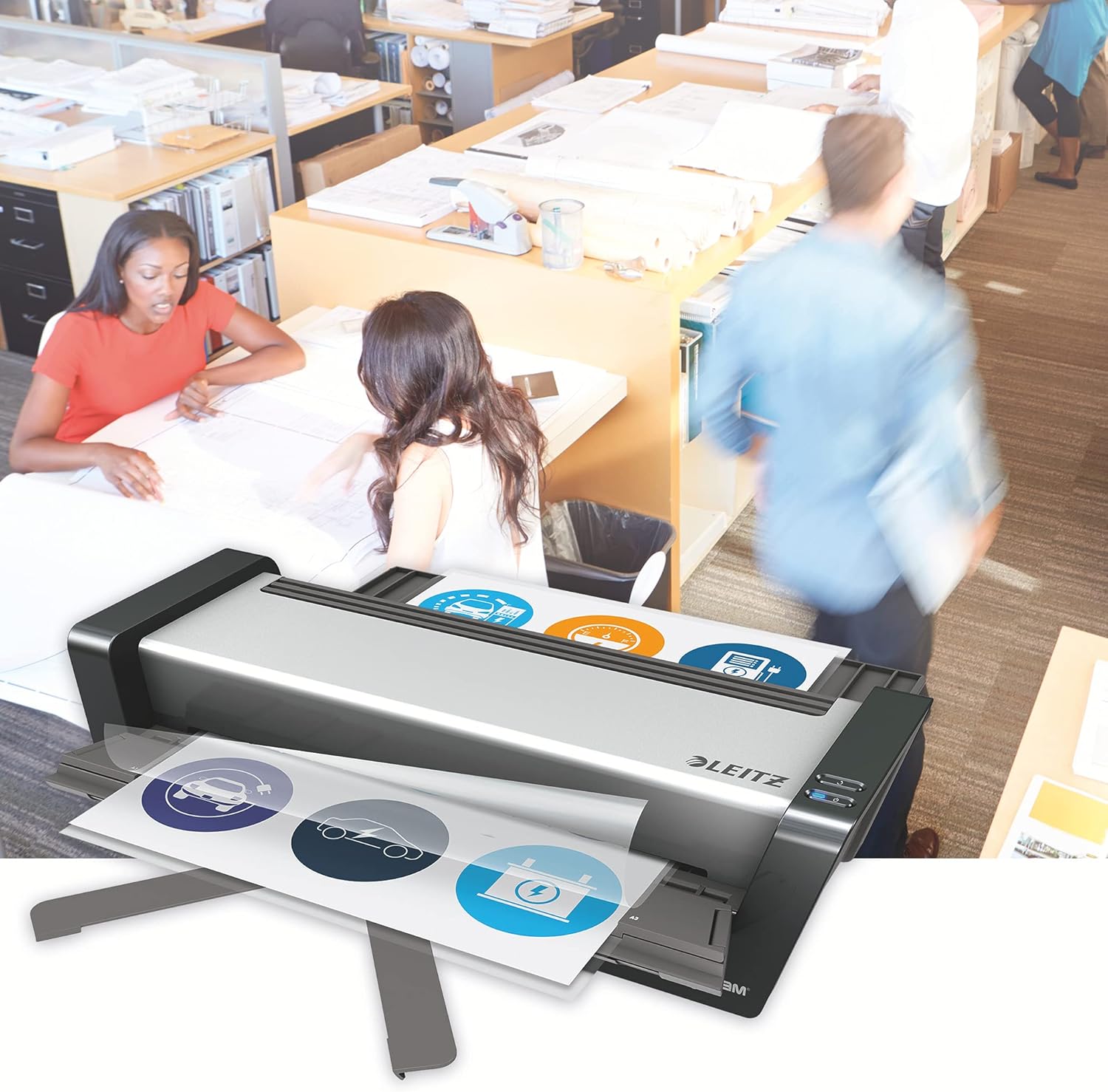 Leitz A3 Laminator Touch Turbo Pro, Fully Automatic High Speed Premium Laminator for Office and School, for 80 to 250 mic Laminating Pouches, Includes Laminating Pouches Starter Kit, iLAM, 75190000