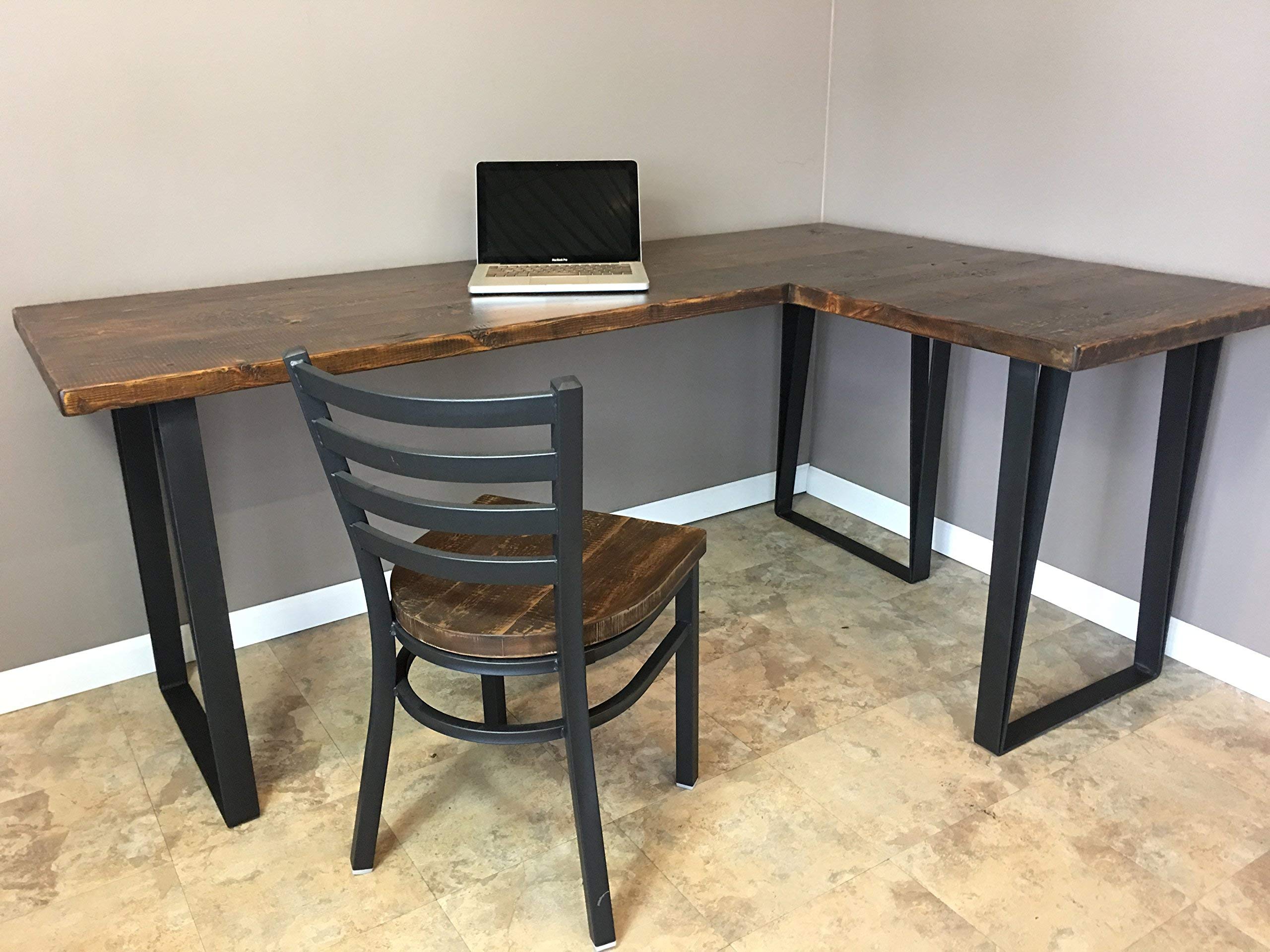 Buy Desk, Wood L Shaped Office Desk, Recled Wood Industrial Pipe Desk