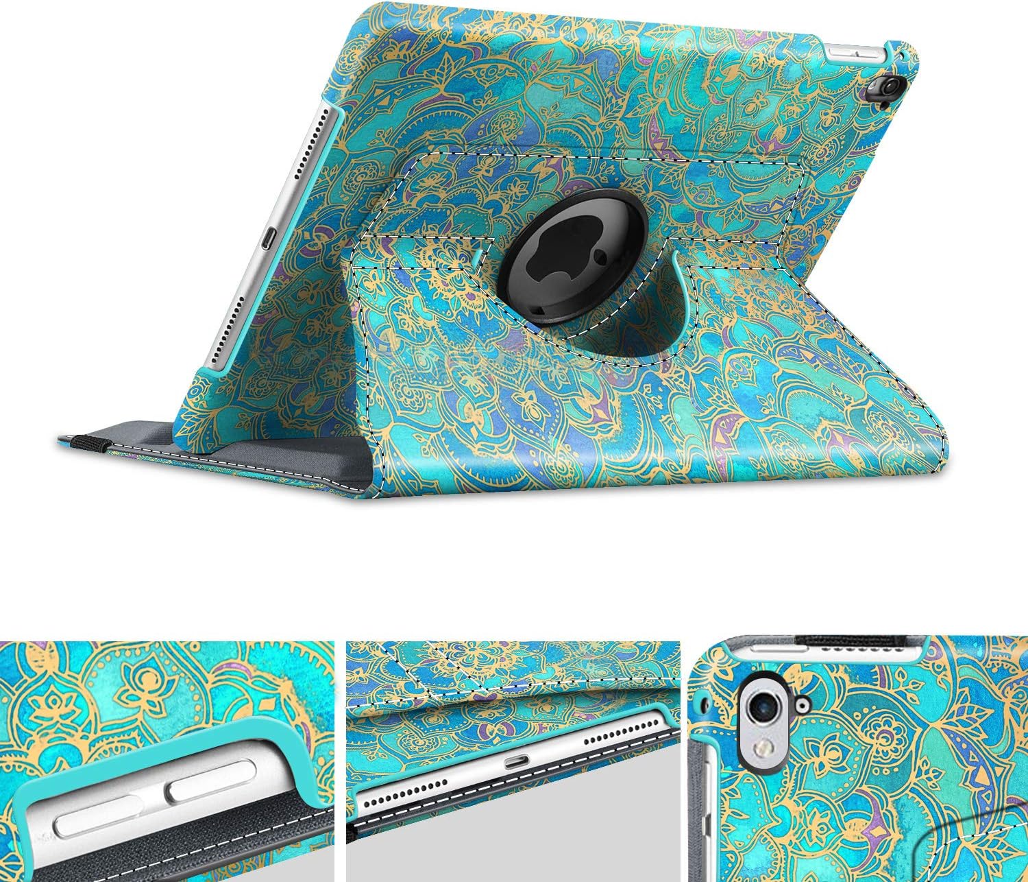 Fintie Case for iPad Pro 9.7-360 Degree Rotating Stand Case with Smart Protective Cover Auto Sleep/Wake Feature for iPad Pro 9.7 Inch (2016 Version), Shades of Blue