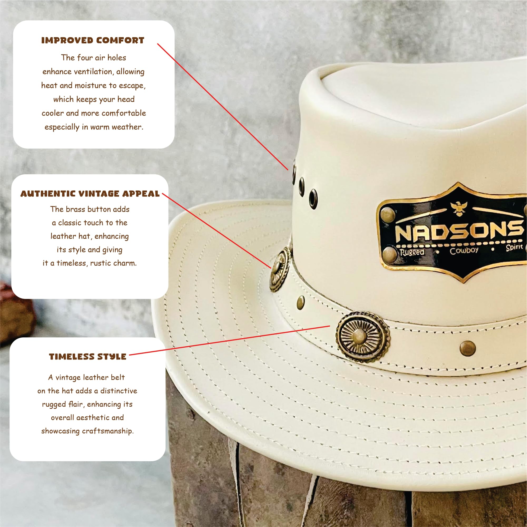 Nadsons Nature Meets Luxury Platinum Pearl Bush Leather Cowboy Hat (US, Alpha, One Size, Large, Platinum Pearl Bush)