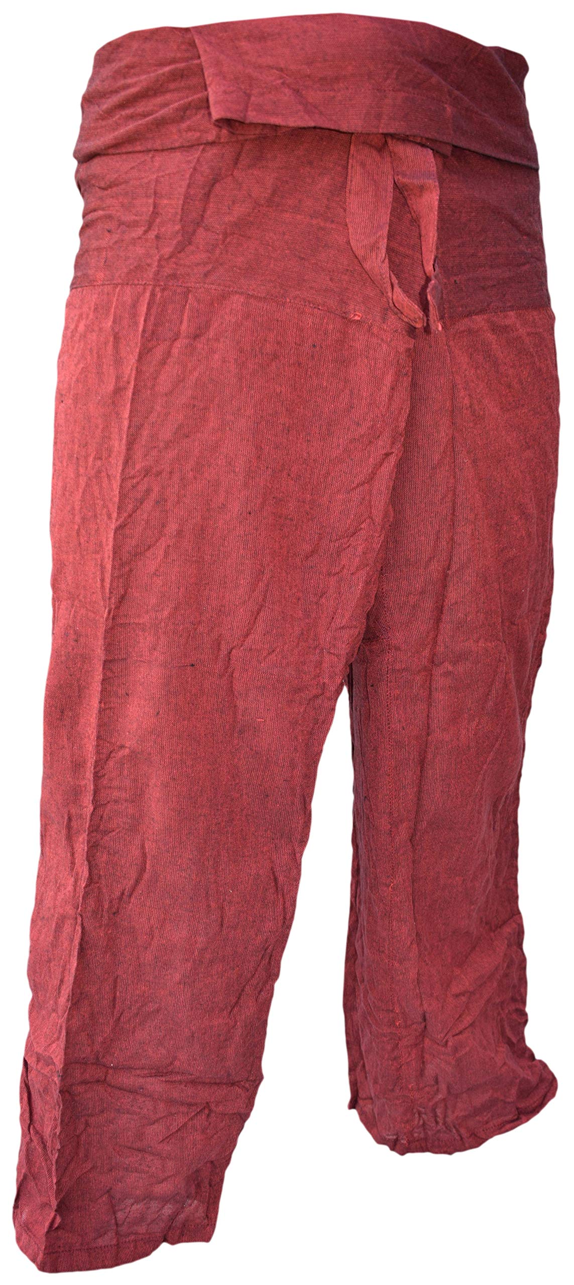 Gheri Thai Fisherman Plain Cotton Pants Yoga Lounge Casual Trousers Maroon