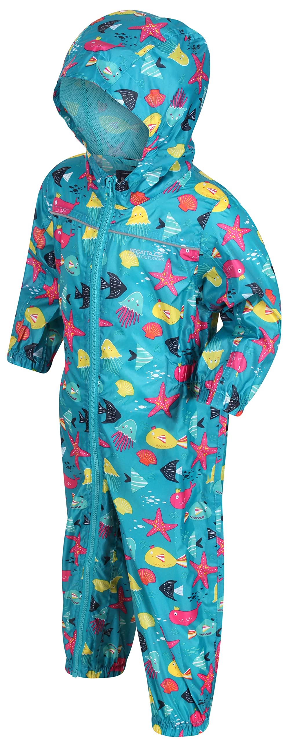 Regatta Boys Enamel Sea Kids Puddle Suit - All In One Waterproof For Kids - Breathable And Rain Proof Hooded Outdoor Warm Puddlesuit - Reflective Trim And Taped Seams - Playsuit For And Girls