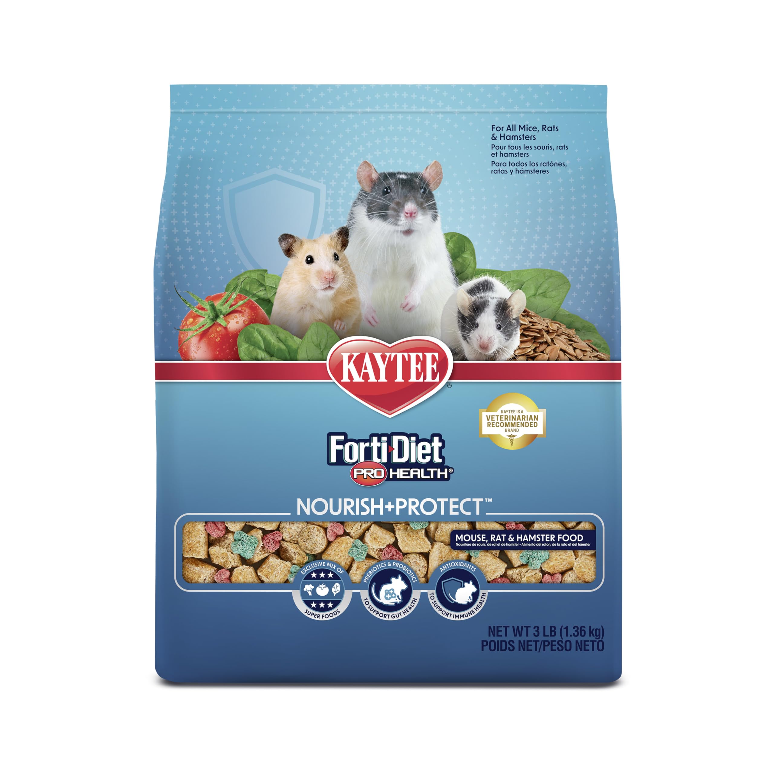 Kaytee Forti Diet Pro Health Small Animal Food For Mouse And Pet Rats, 3-Pound