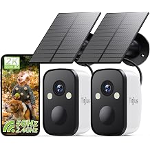 2-Pack 2K 5G Solar Security Cameras Wireless Outdoor for Home