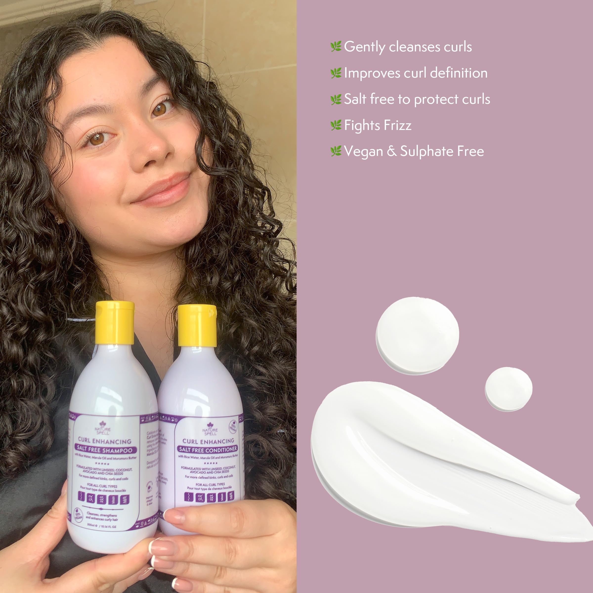 Nature Spell Jamaican Castor and Rosemary blend oil for hair growth with Shampoo and Conditioner set for All Types of Curls defines and repairs - Image 3