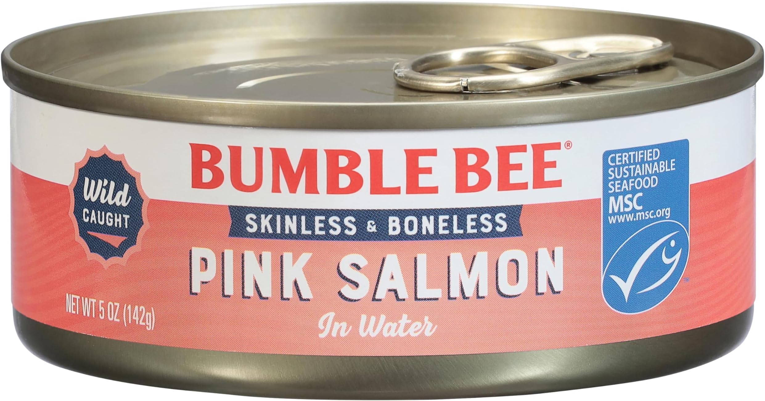 Bumble Bee Skinless & Boneless Canned Pink Salmon in Water, 5 oz Can - Premium Wild Caught Salmon - 20g Protein per Serving - Gluten Free, Kosher, MSC Certified (Pack of 6)
