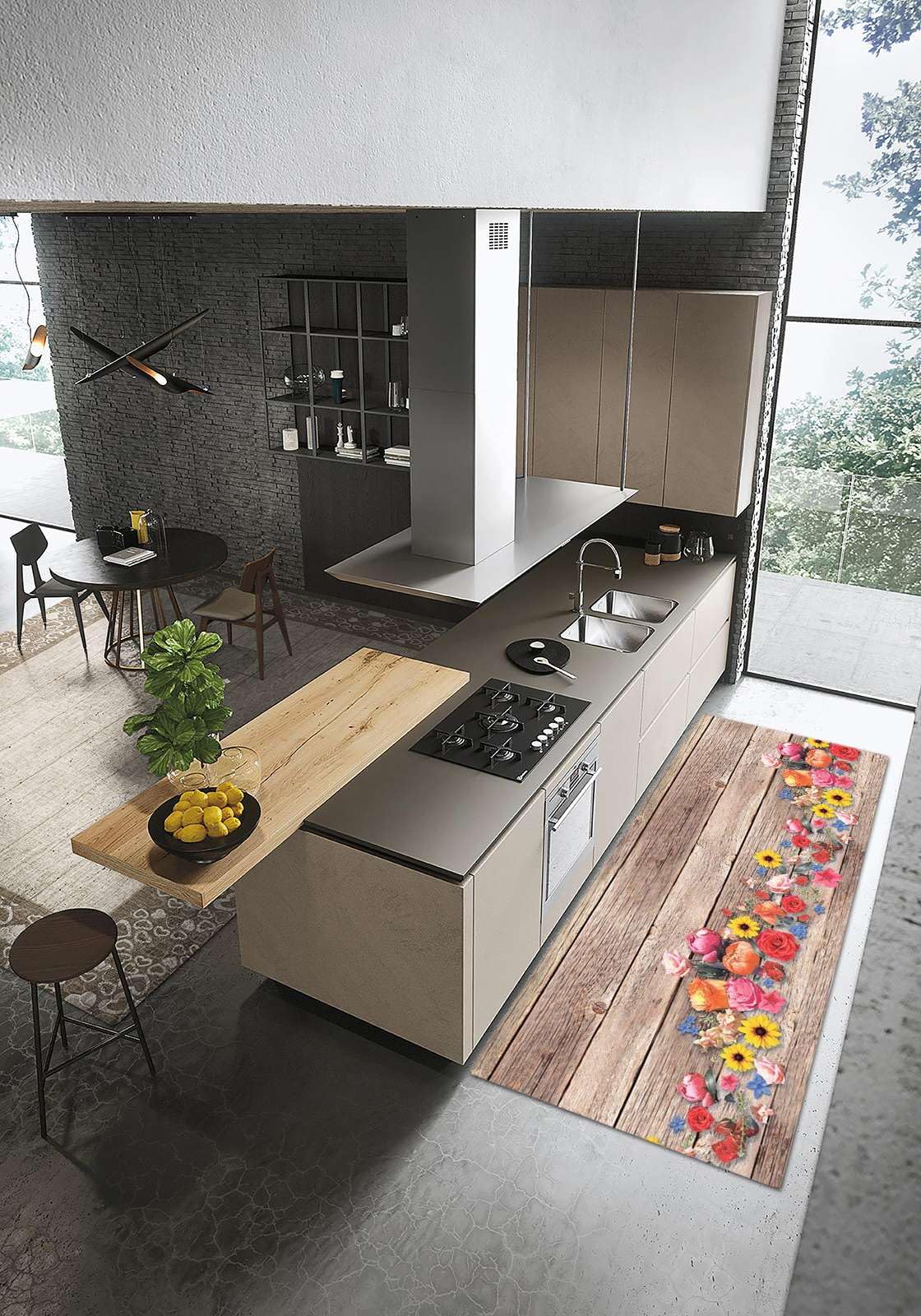HomeLife Tappeto Cucina Antiscivolo Lavabe Made in Italy | Tappeto Passatoia al Metro PVC e Cotone con Stampa Colorata | Tappeto Cucina 280 cm in Vine, Moderno e Decorativo, Fantasia Macarons