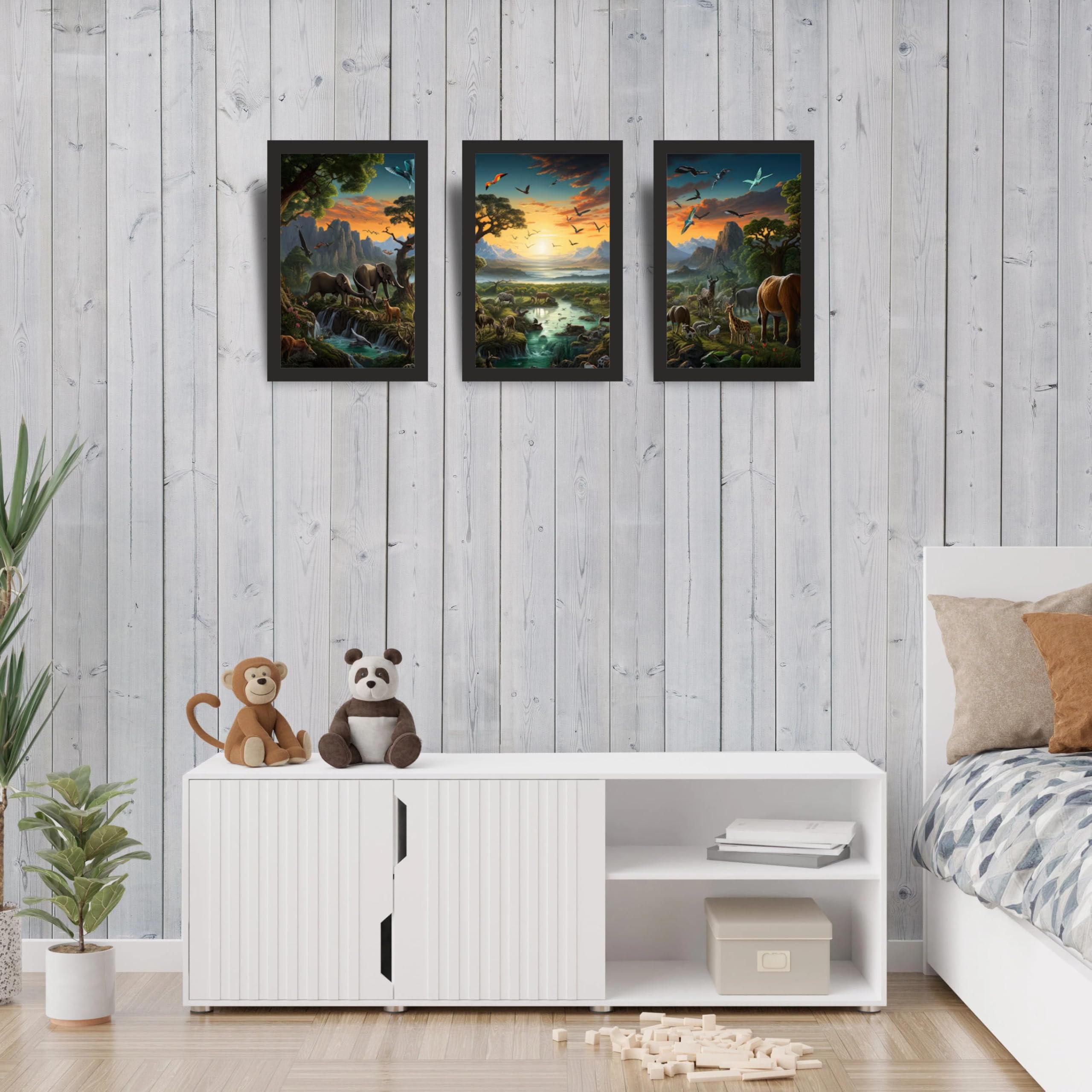 Jungle Valley Panorama Wall Art Set of 3