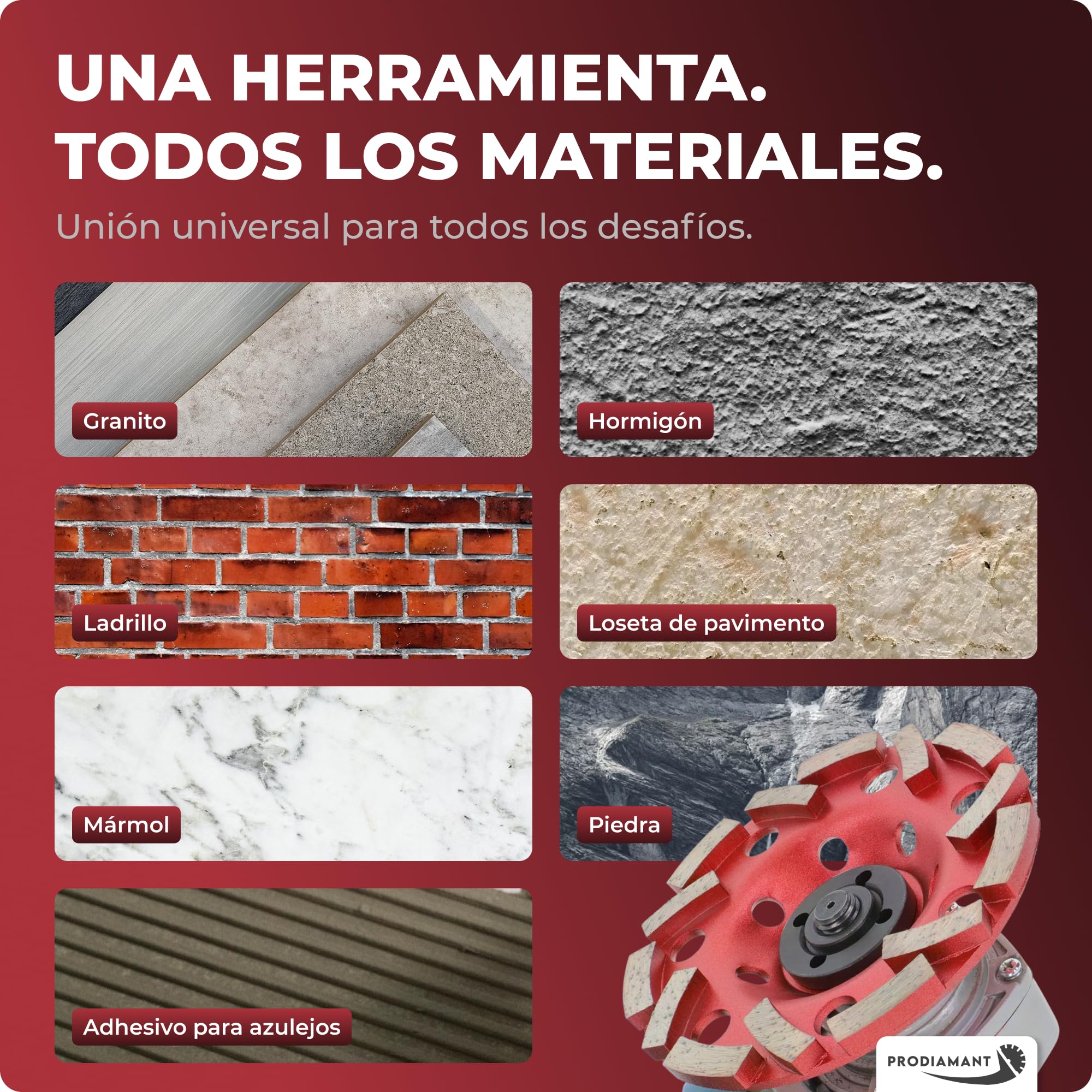 PRODIAMANT Muela de copa diamantada Turbo Ø 180 mm x 22,23 mm - doble fila, para hormigón, piedra natural y mampostería, calidad profesional, para amoladora angular