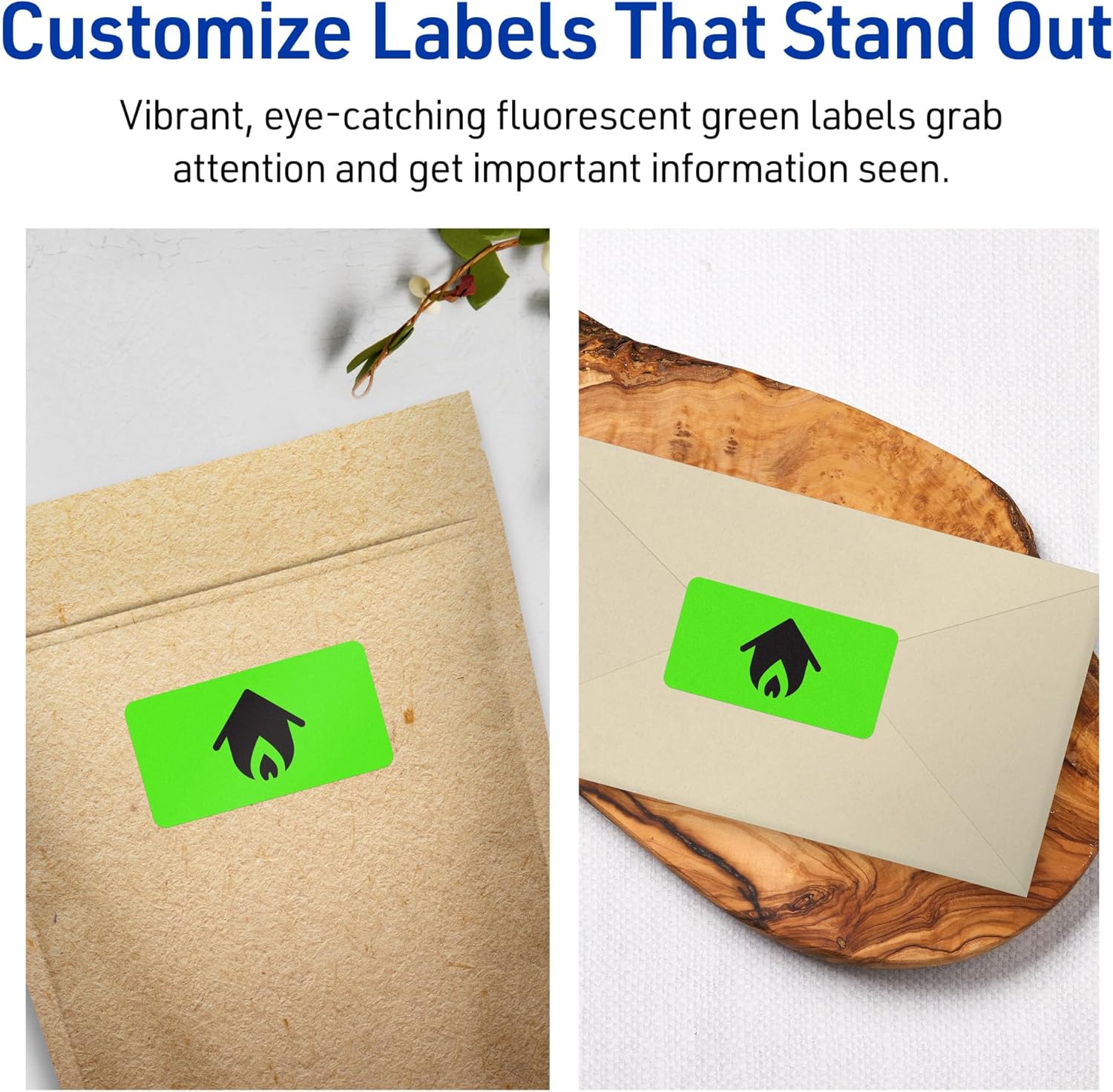 Avery Printable Rectangle Labels, Sure Feed Technology, 2" x 2-5/8", Neon Green Labels, Laser/Inkjet Printable, 600 Total, Great for Mailing