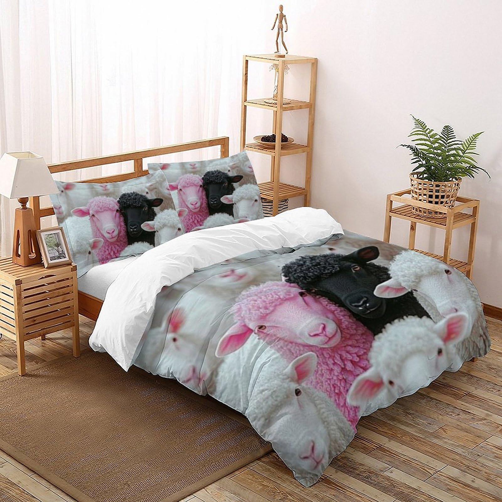 Housse de couette super king 260x220 animaux land imprimé 3D avec taie d'oreiller