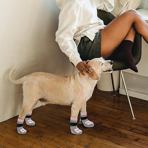 Miniatura 5 de IECOii Calcetines para perros, calcetines antideslizantes de doble cara para suelos de madera dura, calcetines antideslizantes para perros pequeños,
