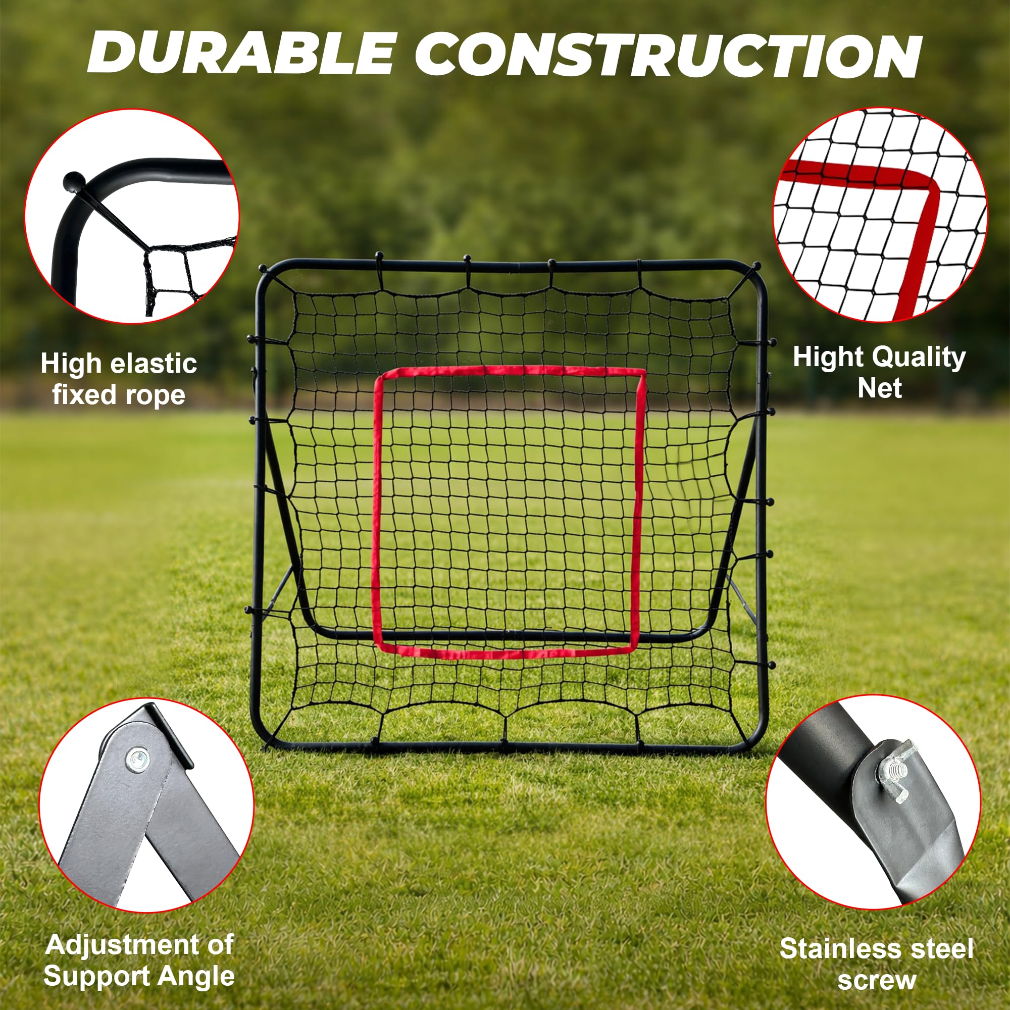 Volleyball Rebounder Net with Steel Frame 6 Adjustable Angles for Hitting Serving Passing Spike Practice