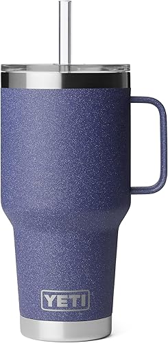 Miniatura 86 de YETI Rambler - Vaso de viaje con asa y tapa con pajilla, de 42 onzas, con aislamiento al vacío con asa, acero inoxidable, color azul ola grande Azul
