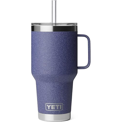 YETI Rambler 35 oz Tumbler with Handle and Straw Lid, Travel Mug Water Tumbler, Vacuum Insulated Cup with Handle, Stainless Steel, Moon Dust - Textured