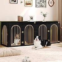 Vista 20 de Jaula para perros de 63" para 2 perros, perrera resistente para perros de interior con soporte de TV, jaula de madera L con divisor para perros