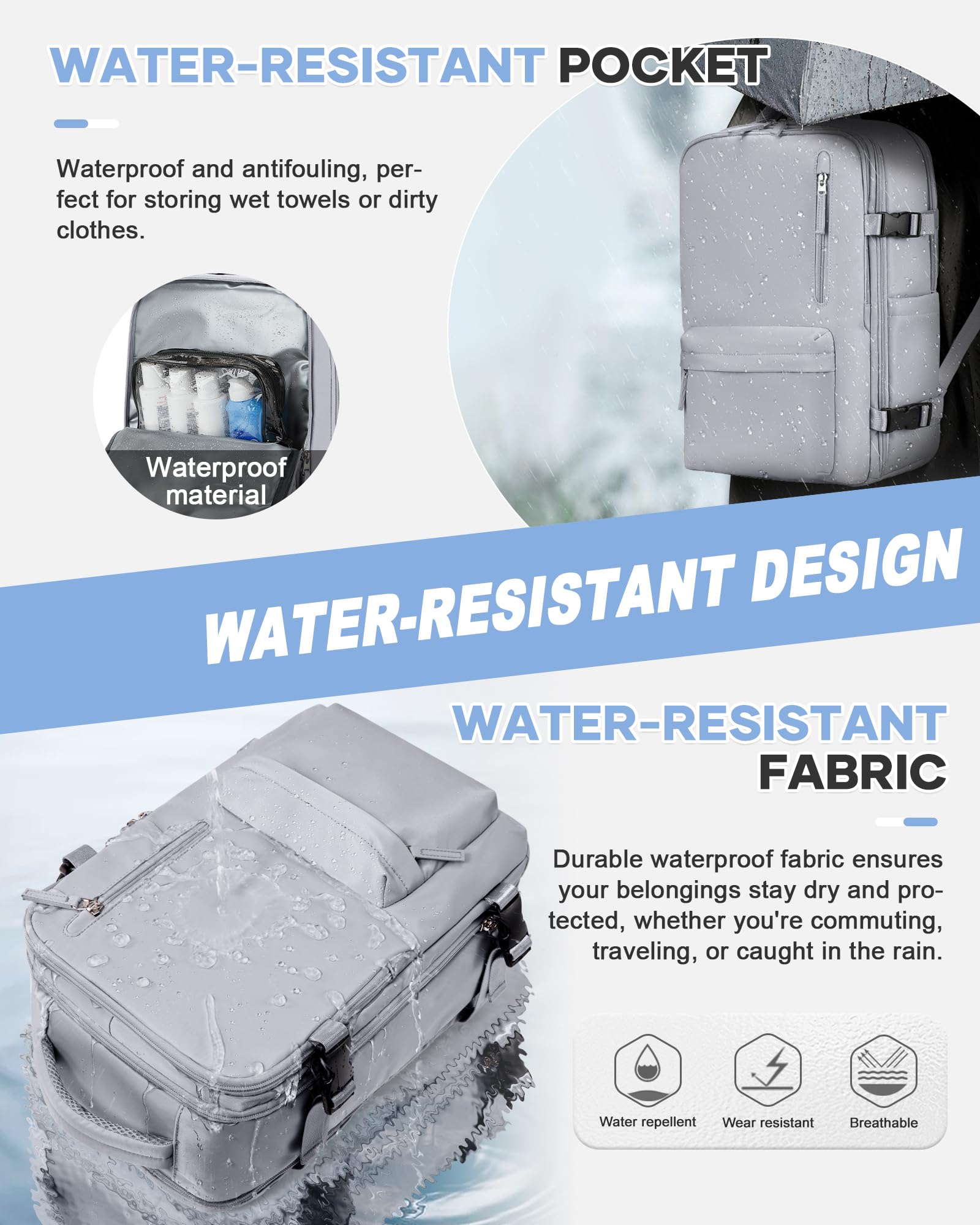 BJLFS Borse da Cabina per Ryanair 40×20×25 Bagaglio a Mano Easyjet 45×36×20 Borsa Zaino da Viaggio, Zaino da trekking,Zaino Casual per laptop da 14 pollici per scuola