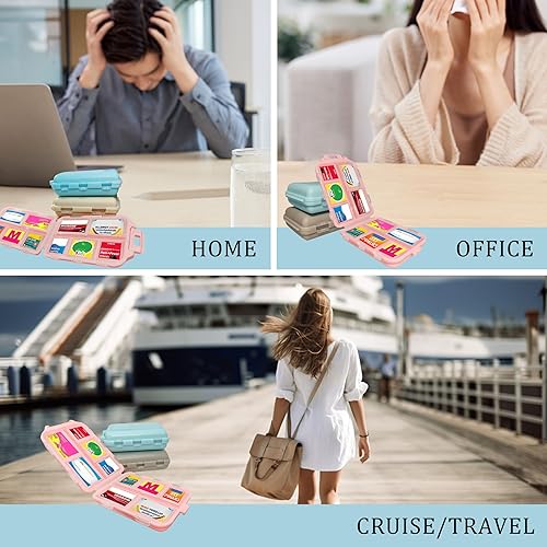 Miniatura 5 de Mini pastillero con 161 etiquetas, para uso diario, viaje, 7 días, unidad, azul Beige,Azul,Gris,Rosa,Púrpura,Blanco