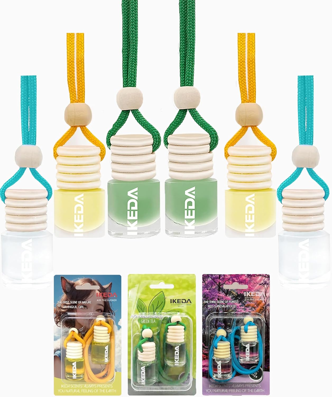 ikeda fragrance Car Air Freshener,6pcs Car Perfume Long-Lasting Scent,Powered Aroma Automotive Hanging Decoration for Home,Auto,Women,Men