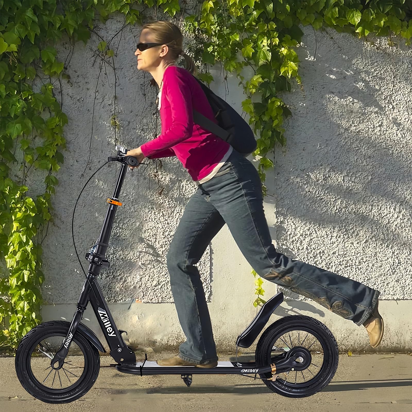 City Scooter 290mm XXL Big Wheel Scooter Adultes, Scooter City Pliable avec Frein à Main et Frein pour Adultes et Enfants, Capacité de Charge 150 kg
