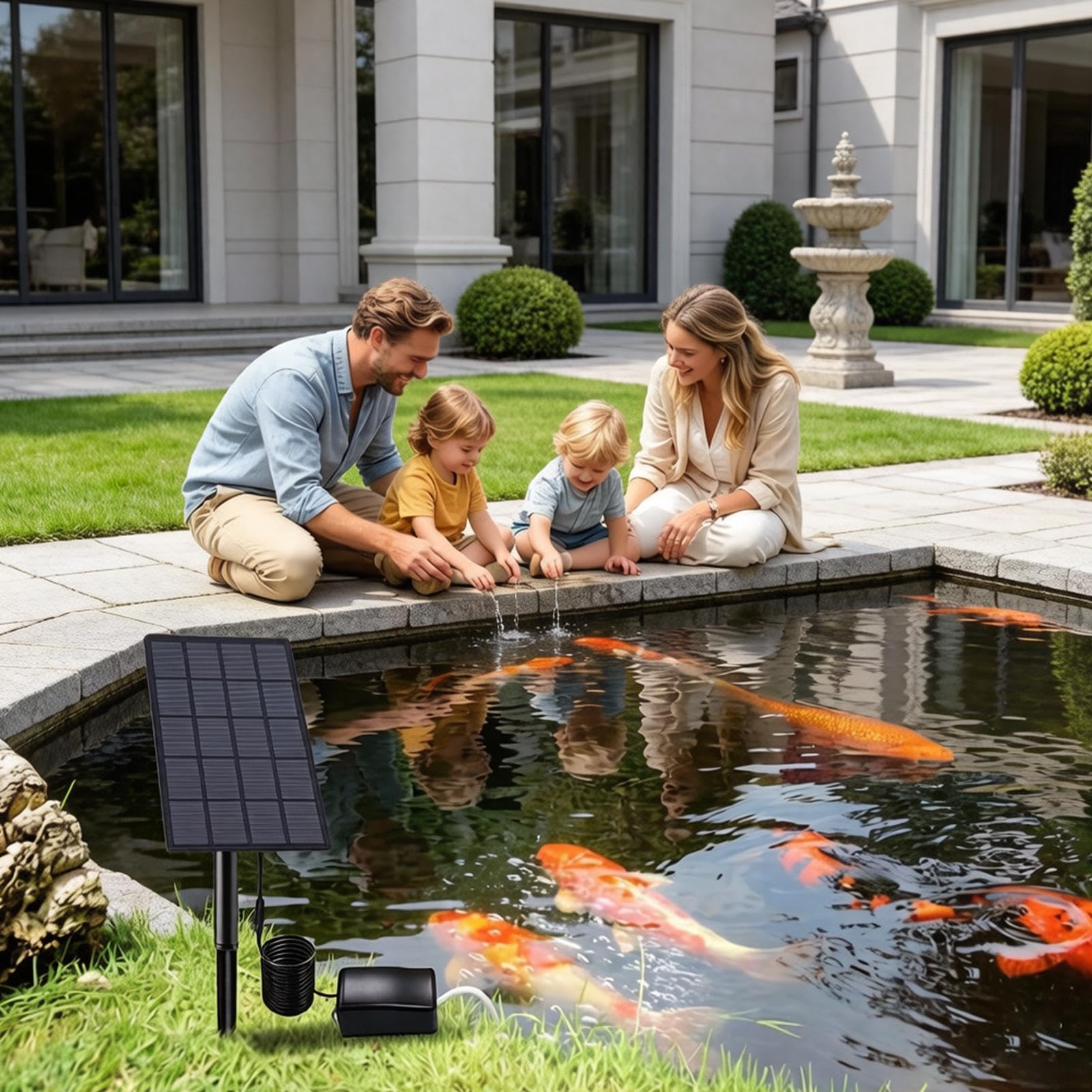 Bulleur d'énergie verte, couche d'air solaire submersible, contrôle multi-vitesse avec boucle de suspension, boîtier en ABS résistant, aérateur d'aquaculture avec thème furtif, système d'oxygénation