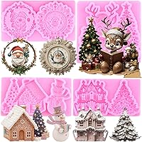 Vista 10 de ZiXiang Moldes de fondant de Navidad, copo de nieve, muñeco de nieve, piña, reno, bombilla, hojas de acebo, caramelo, chocolate, moldes de silicona