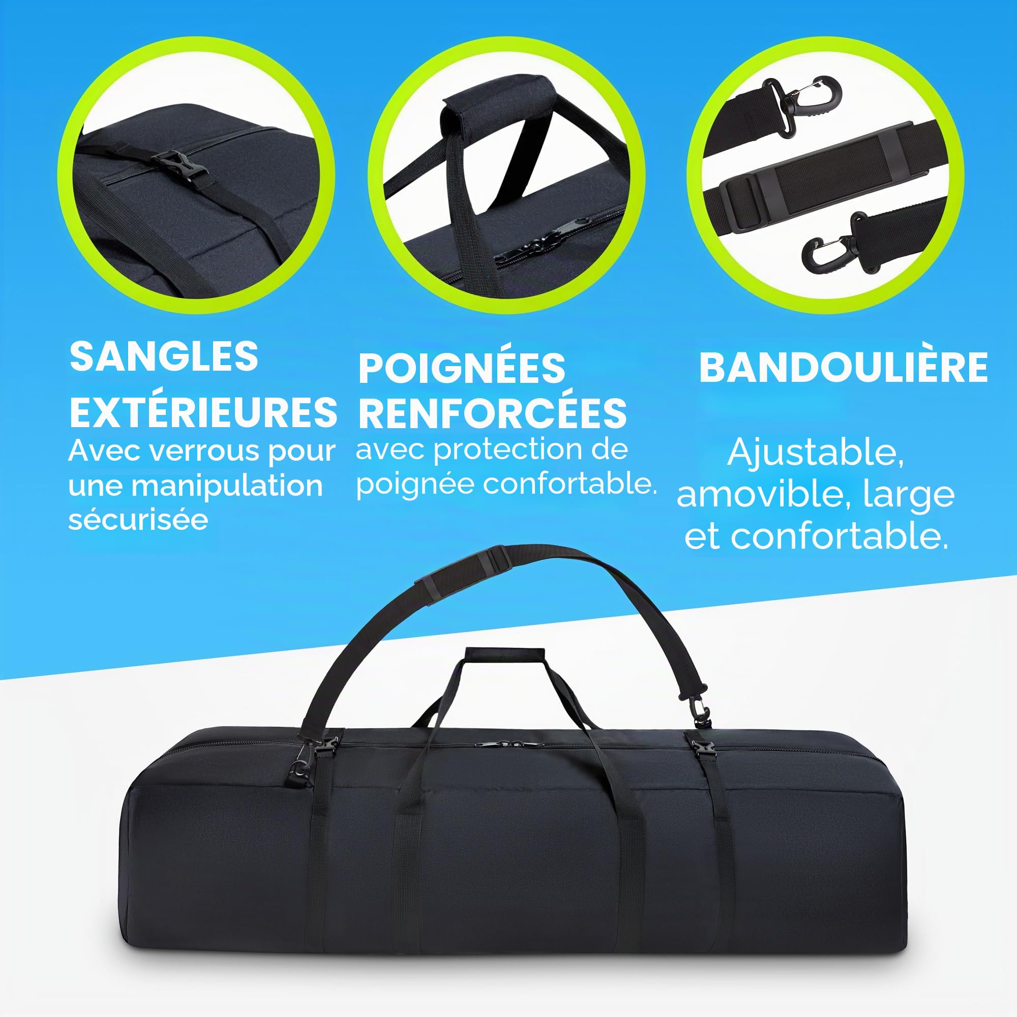 Sac de télescope Multifonctionnel - Absorbeur de Chocs - avec bandoulière réglable et Espace de Rangement supplémentaire (99 x 31 x 31 cm)