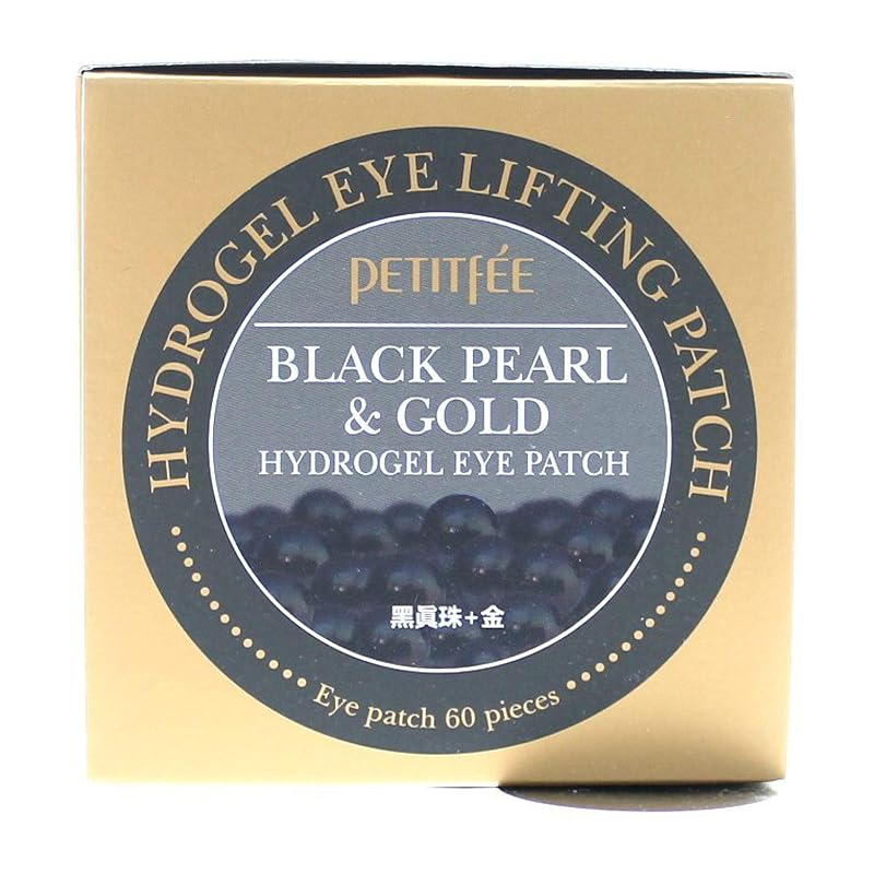 Petitfee Máscara de Hidrogel para a Região dos Olhos com Pérola Negra e Ouro, 60 unidades, 84 g