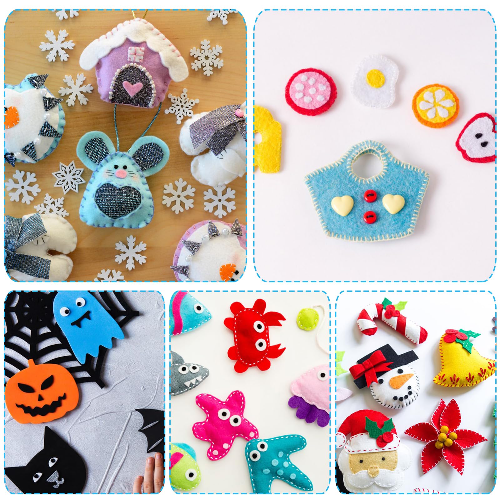 Felt Sheets for Crafts 9PCS 11.8 * 7.9in Wool Stiff Felt Sheets Soft Fabric Skin Felt DIY Patchwork Rug Arts and Crafts Fabric Pieces (3 Blue)