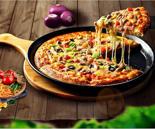 Miniatura 4 de ODDIER Cacerola antiadherente para pizza de 14 pulgadas, bandejas de pastel de bandeja de pizza de acero al carbono