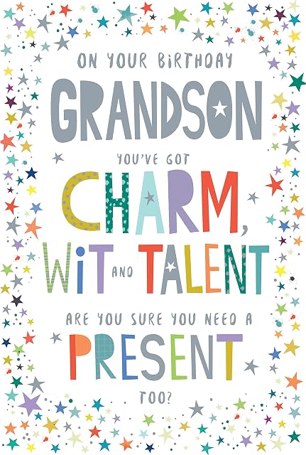 Grandson Birthday Card Humorous Funny - Size 6" X 9"