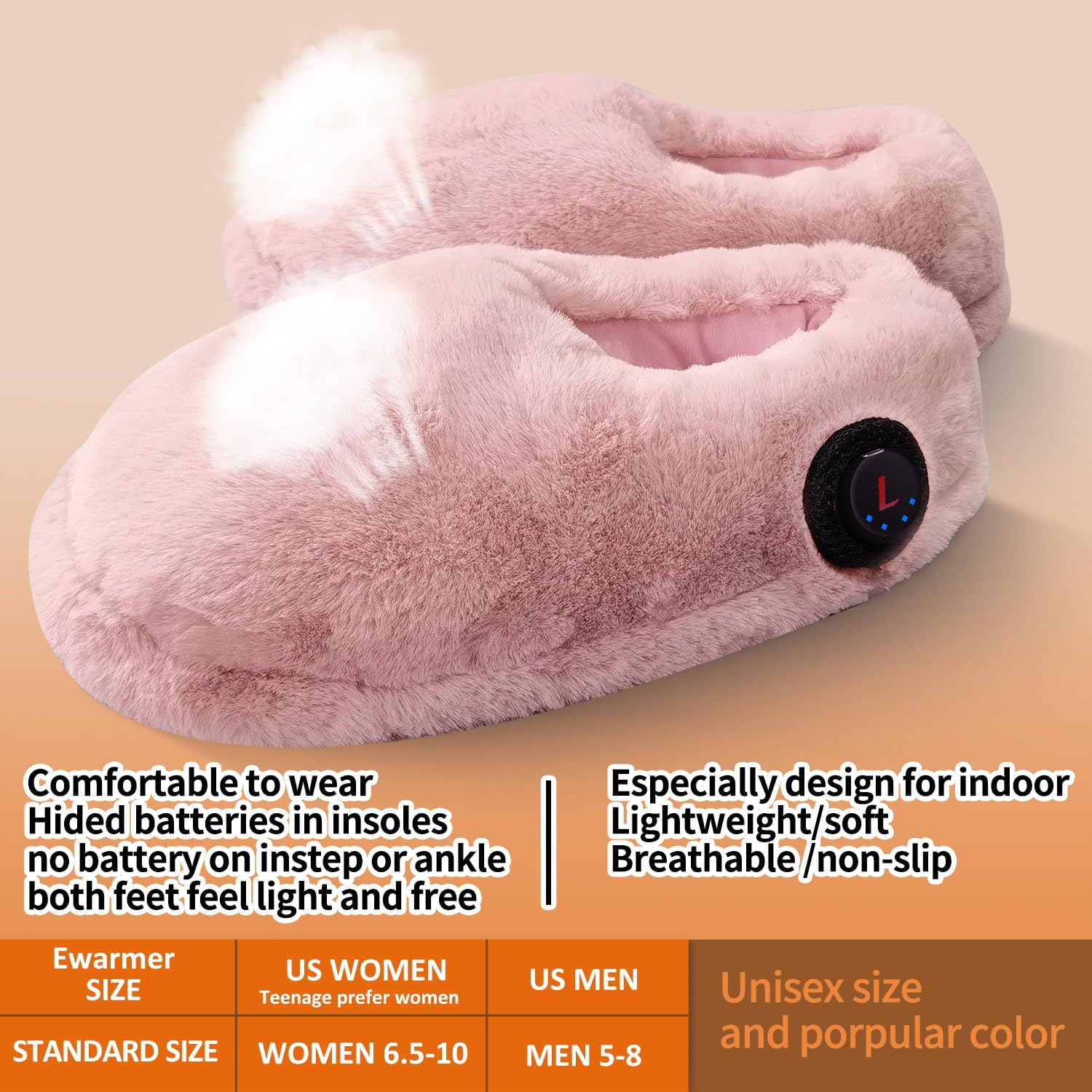 Heated Slippers Foot Warmer Rechargeable for Cold Feet, House Portable Electric Heating Pad Shoes for Women Men,3.5-7 Hours Heating, Powered by Battery or USB