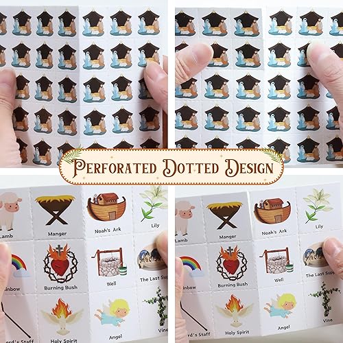 Miniatura 4 de Joy Bang Juegos de Bingo de la Biblia para Niños, Tarjetas de Bingo 24 Jugadores, Manualidades para Escuela Dominical para Niños, Manualidades