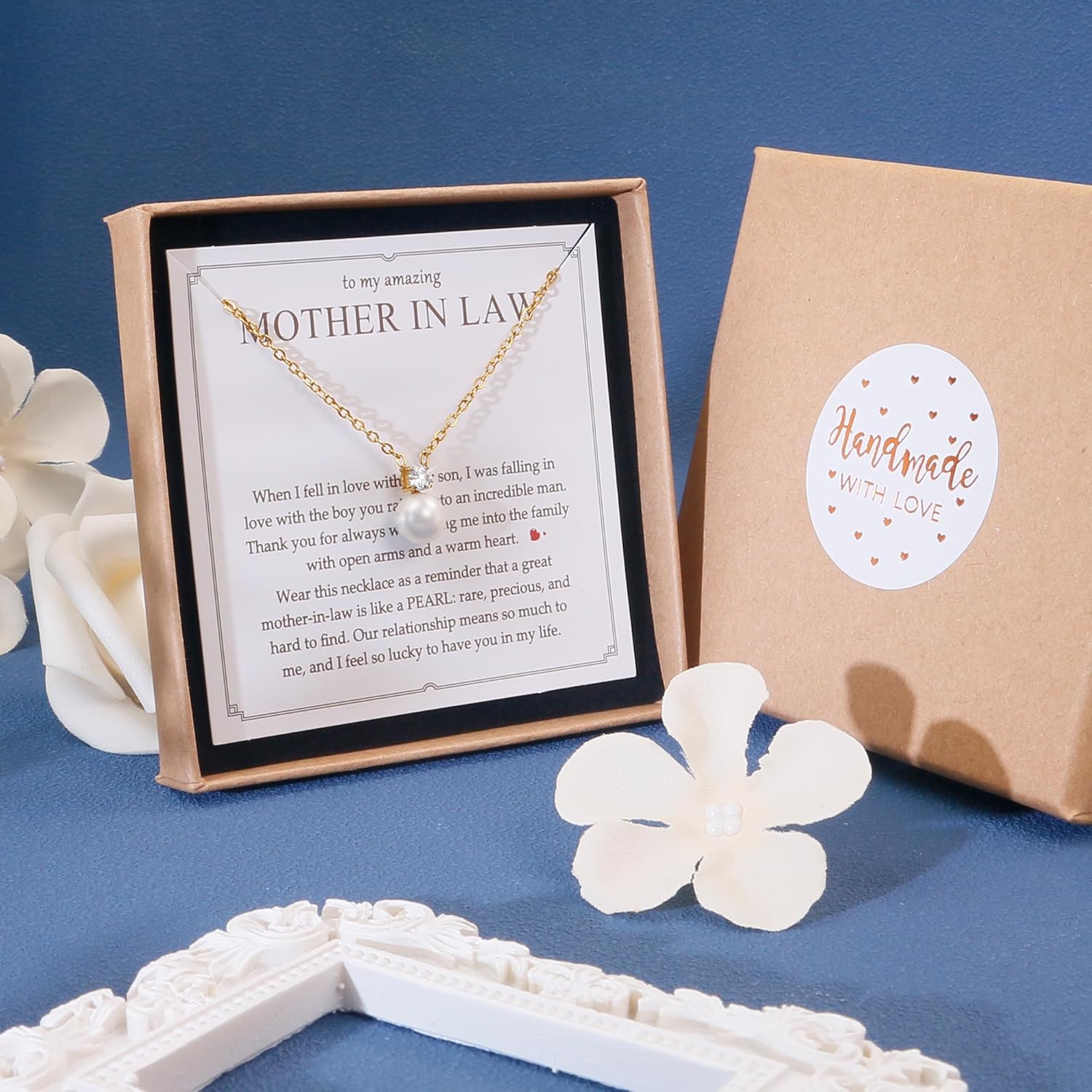 Single Pearl Necklace as Valentines Gifts for Mom, Bonus Mom Birthday Gifts for Step Mother from Daughter Son, Mother in Law Necklace with CZ from Bridal as Mother of the Groom Jewelry Gift - Image 3