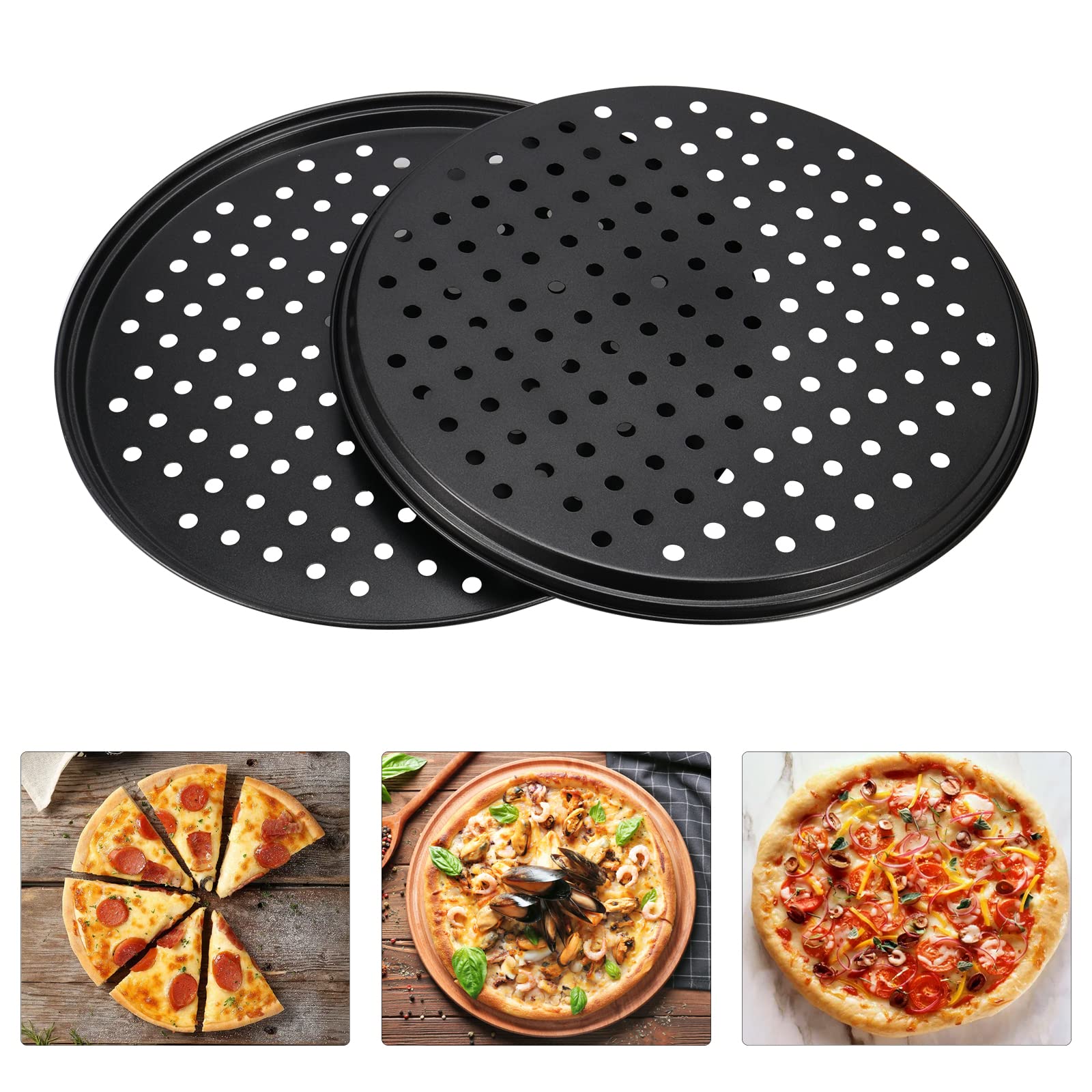 Plaques à Pizza Antiadhésives 30,5cm Lot De 4 - Four Acier Carbone