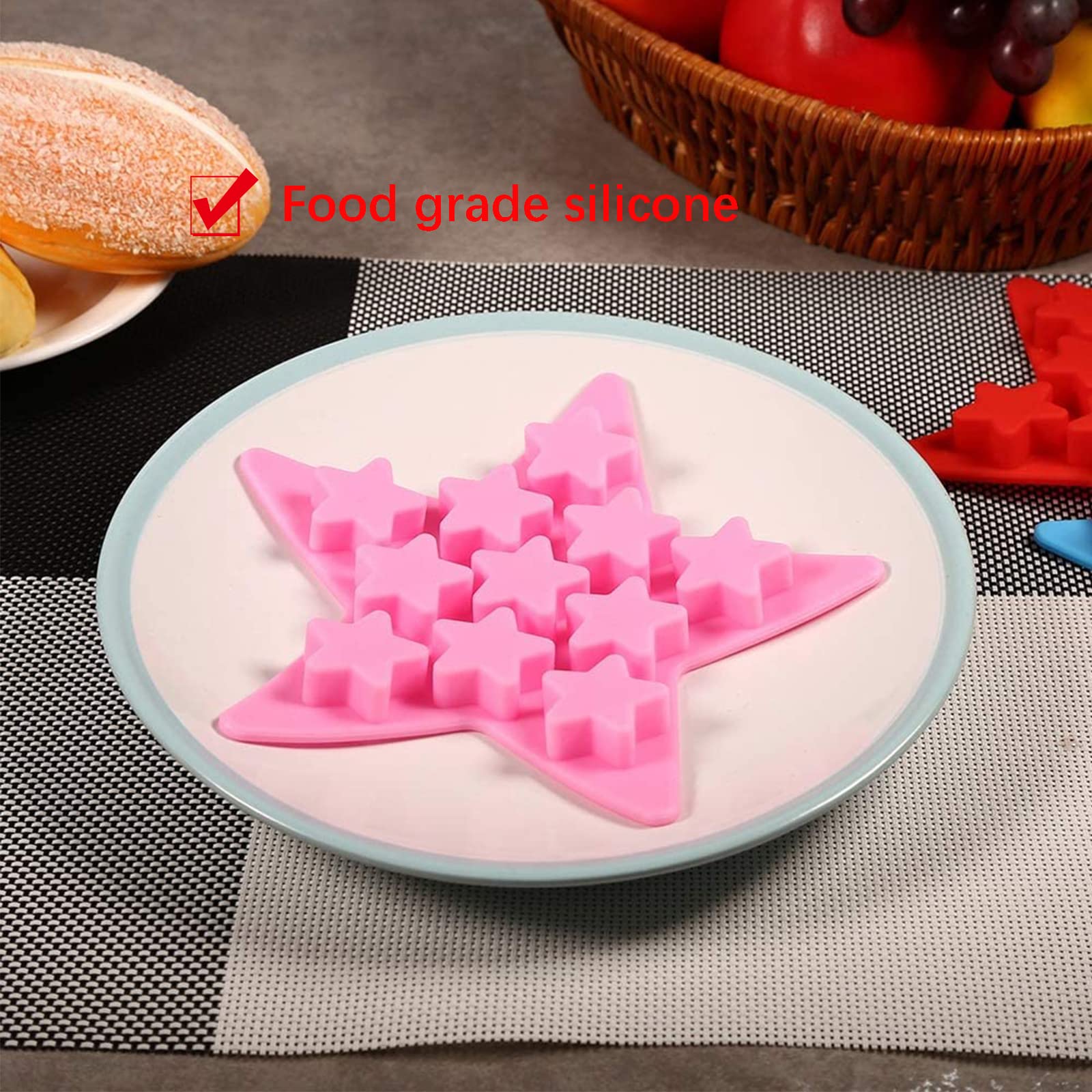 IJsblokjesvormen IJsblokjesschalen Stervorm Coole siliconen ijsblokjes productie gereedschap voor clubbarfeesten Gebruik voor zelfgemaakte taarten, snoep, chocolade, gummy ijs, bun (roze