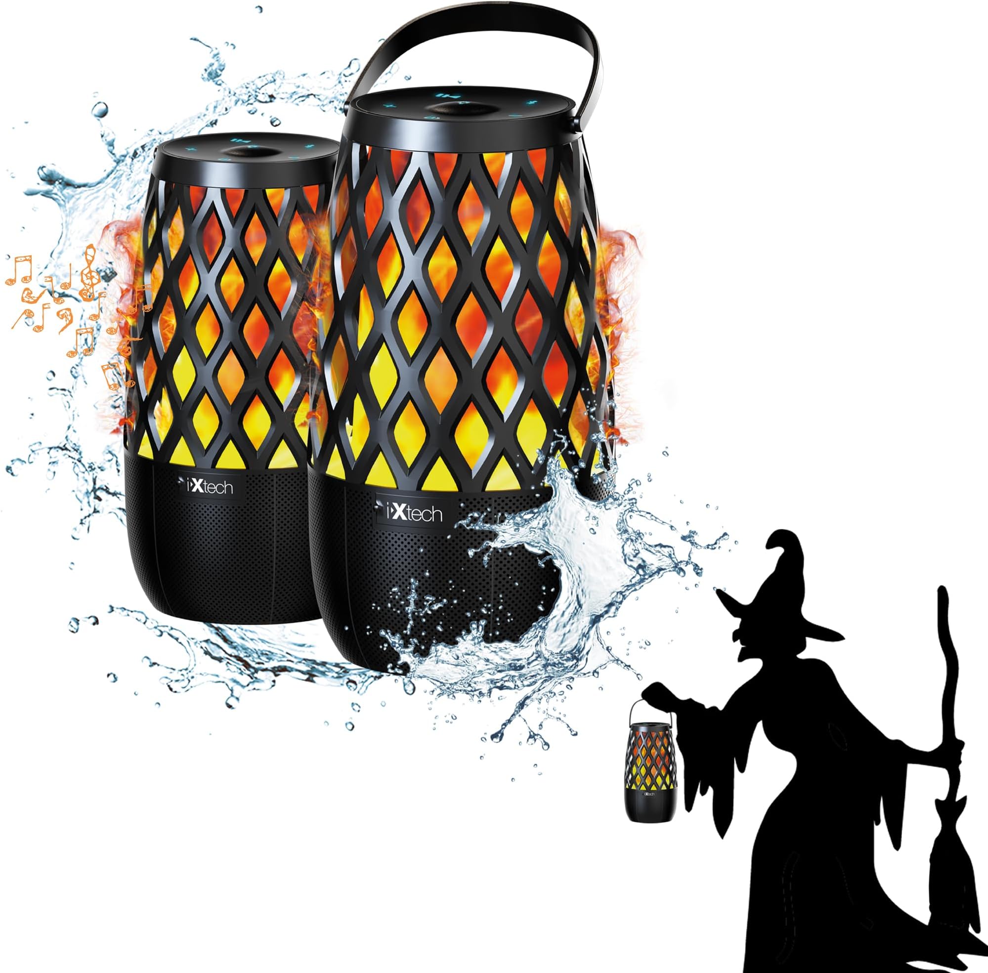 Bluetooth Lautsprecher mit Flammen Effekt, ANERIMST LED Tischlampe für