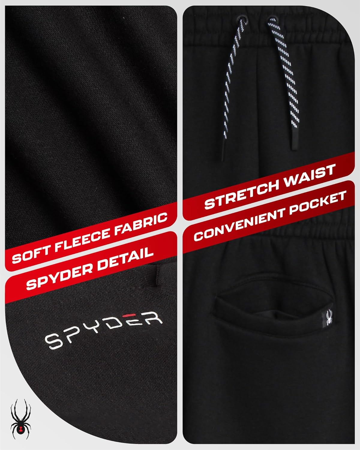 Spyder Mens Sweatpants - Athletic Performance Fleece Joggers Sweatpants for Men for Gym Workout and Running (Sizes: S-XXL) - Image 3