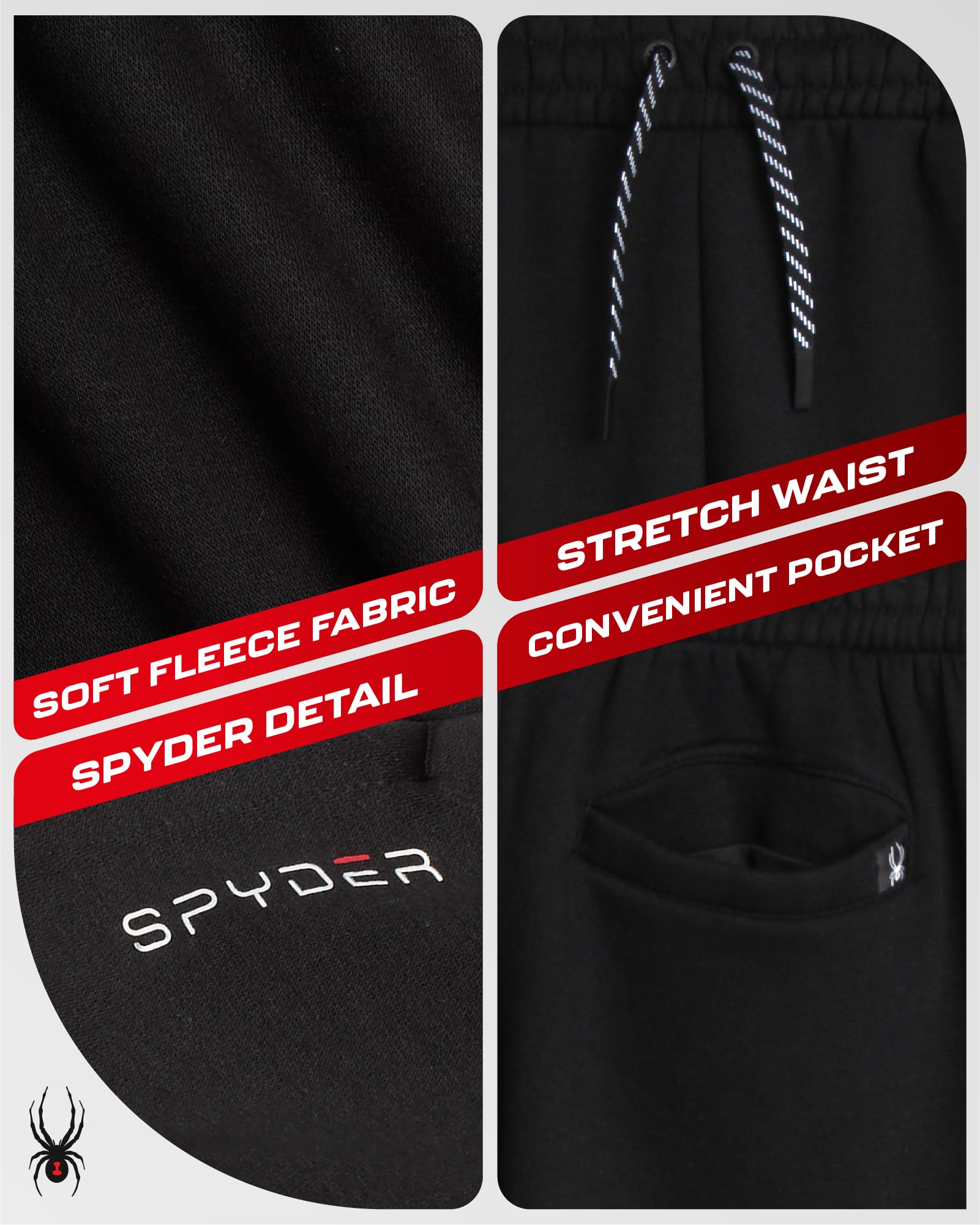Spyder Męskie spodnie dresowe - sportowe polarowe spodnie dresowe dla mężczyzn do treningu na siłowni i biegania (rozmiary: S-XXL)