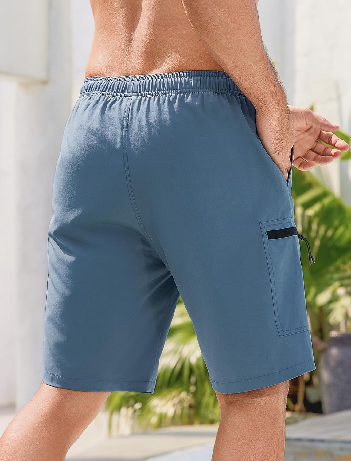 Mens Swim Trunks with Compression Liner Zipper Cargo Pockets Bathing Suit 9 Inch Quick-Dry Swimming Shorts - Image 3