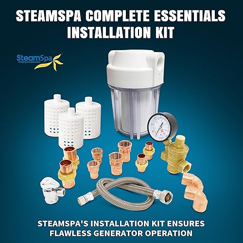 Vista 4 de SteamSpa - Kit completo de instalación de componentes esenciales con filtro de agua para configuración del generador STMKIT-02