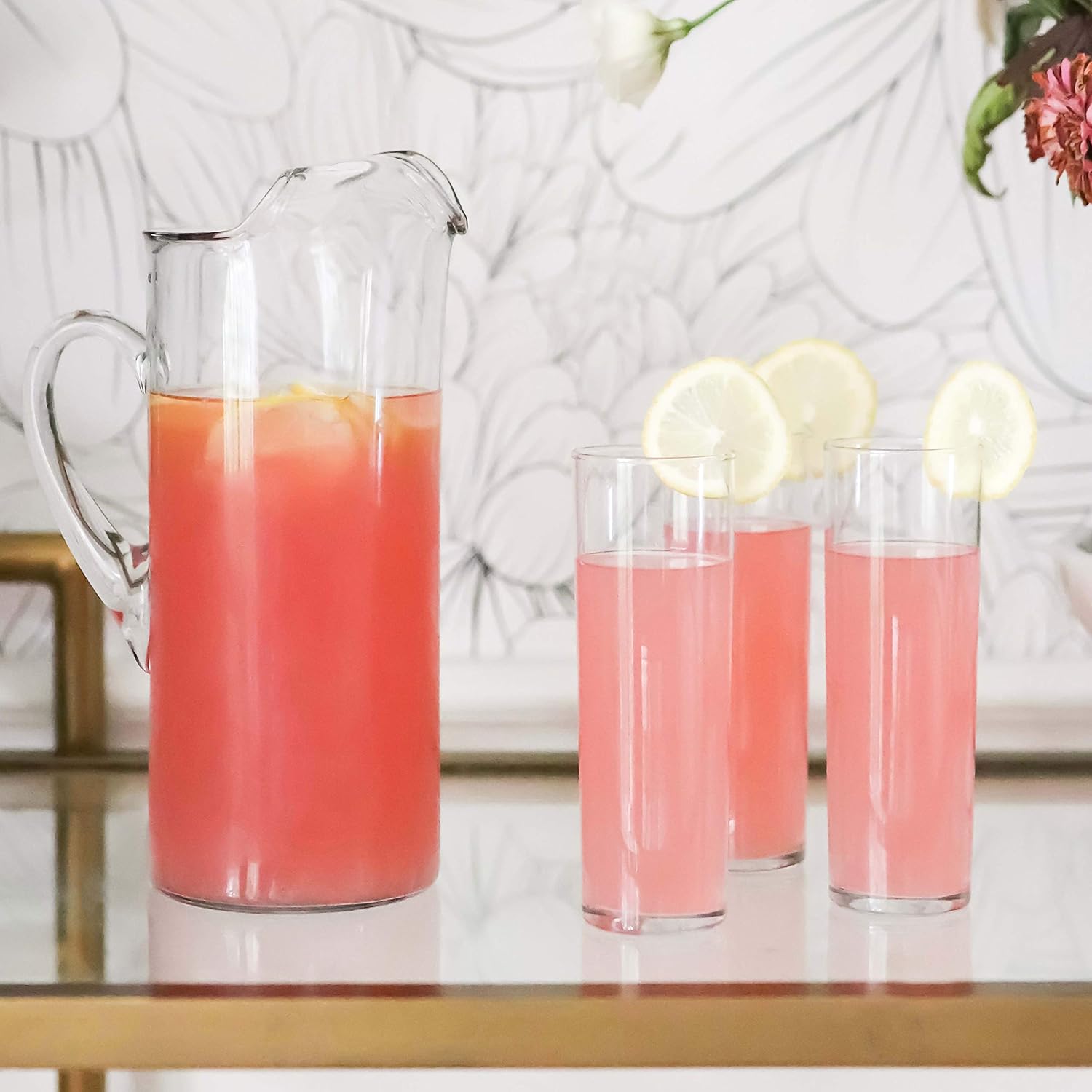 Libbey Modern Bar Boozy Brunch Entertaining Set with 6 Highball Glasses and Pitcher