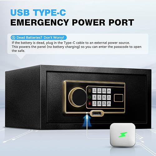 Miniatura 4 de Caja de seguridad ignífuga de 1.2 pies cúbicos para el hogar, caja de seguridad de acero para oficina y seguridad del hogar, teclado electrónico