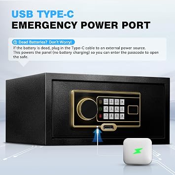 1.2 Cu Ft Small Safe Box for Home, Steel Lock Box with Type-C Port