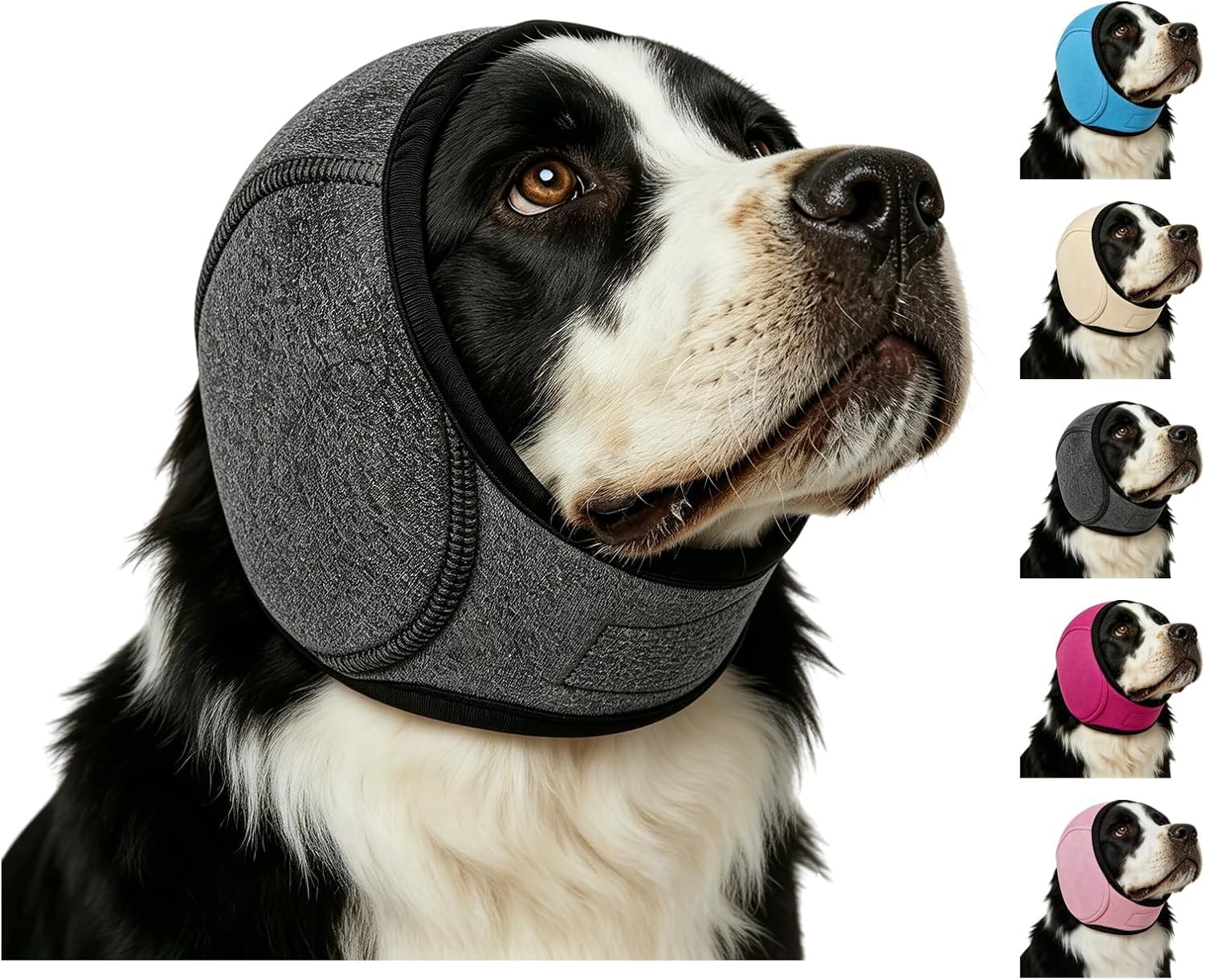 Noise Cancelling Ear Wrap, Dog No Shake Ear Muffs Noise Protection Firework Thunder Vacuum, Comfortable Quiet Dogs Calming Hoodie, Adjustable for Grooming Bathing & Swimming