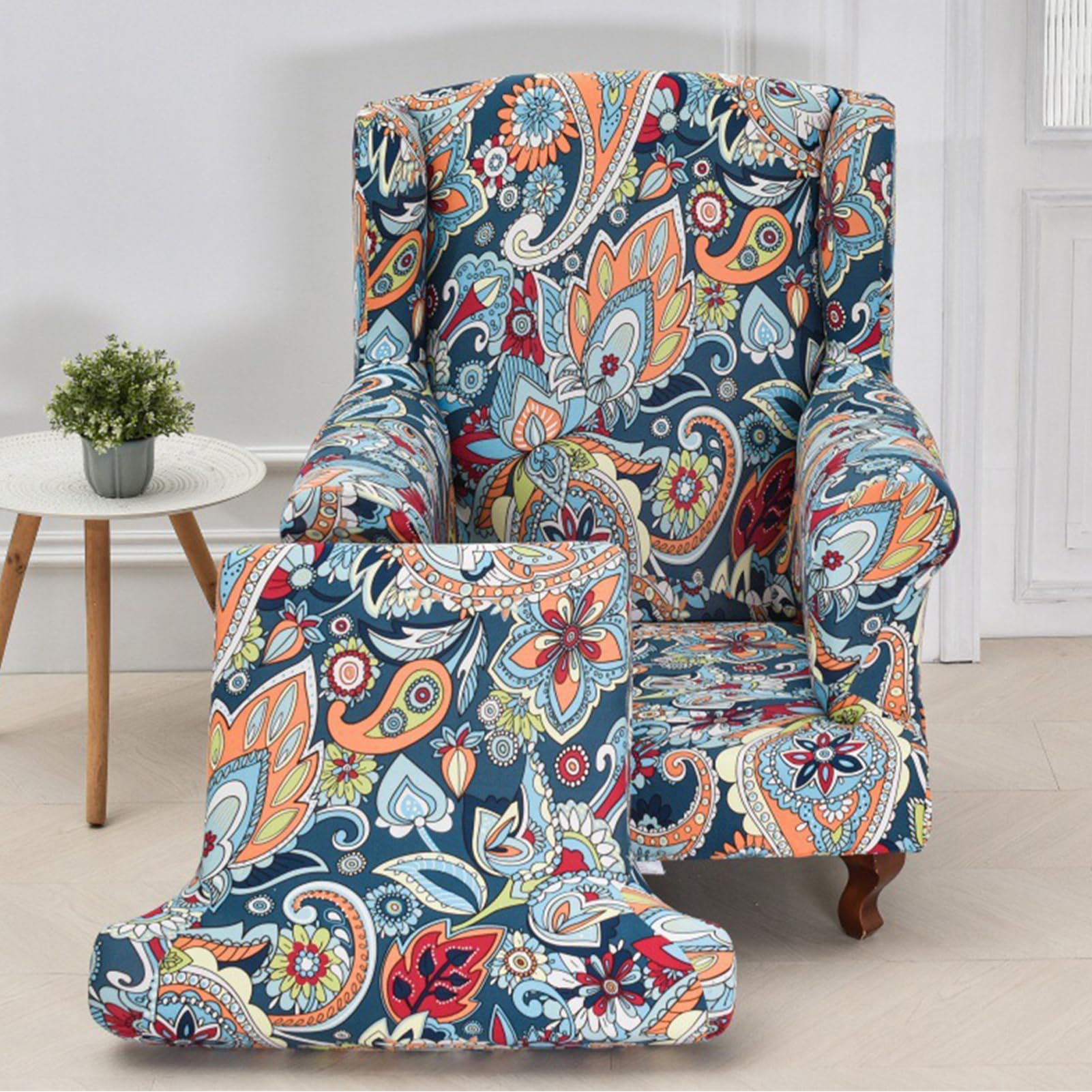 Ohrensessel-Bezug, 2-teilig, Stretch-Ohrensessel-Bezug, Spandex-Sofa-Sessel, Rutschfester Möbelschutz für Wohnzimmer,K